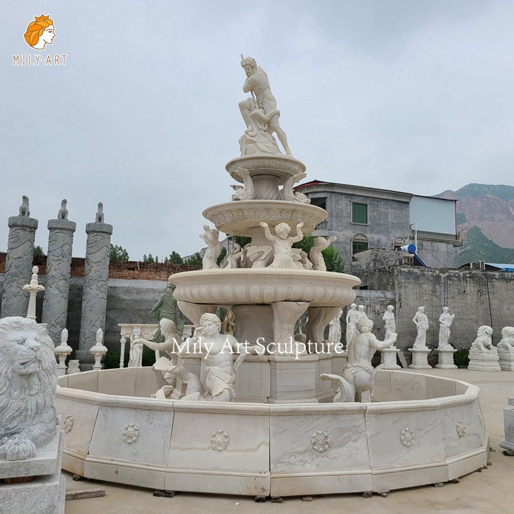 large hand carving white marble poseidon water fountain garden decoration mlms 001