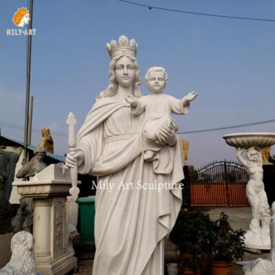 Life-size Marble Virgin Mary And Baby Jesus Sculpture supplier