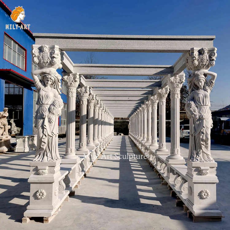 Outdoor Large Decorative Marble Gazebo Corridor Gallery for Sale
