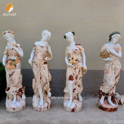 Life-size Customized Famous Four Seasons Red Marble Garden Statues supplier