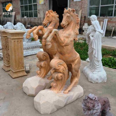 life size high quality sculpture sunset red marble horse statue for sale