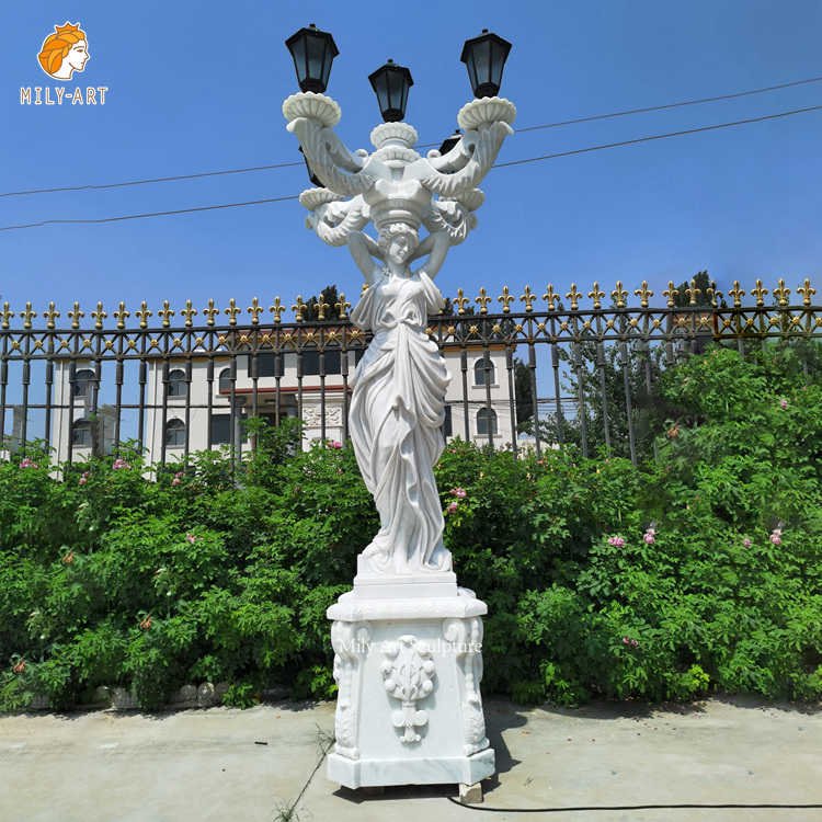 Marble Lady Lamp Statue Garden Decoration supplier