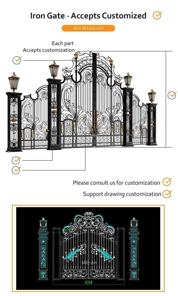 modern wrought iron fancy main gate design for villa 2.1