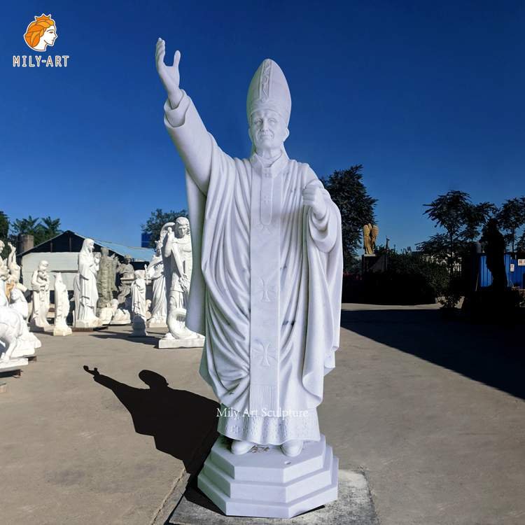 Life-size Catholic Marble Religious Statue Pope John II Factory Supplier