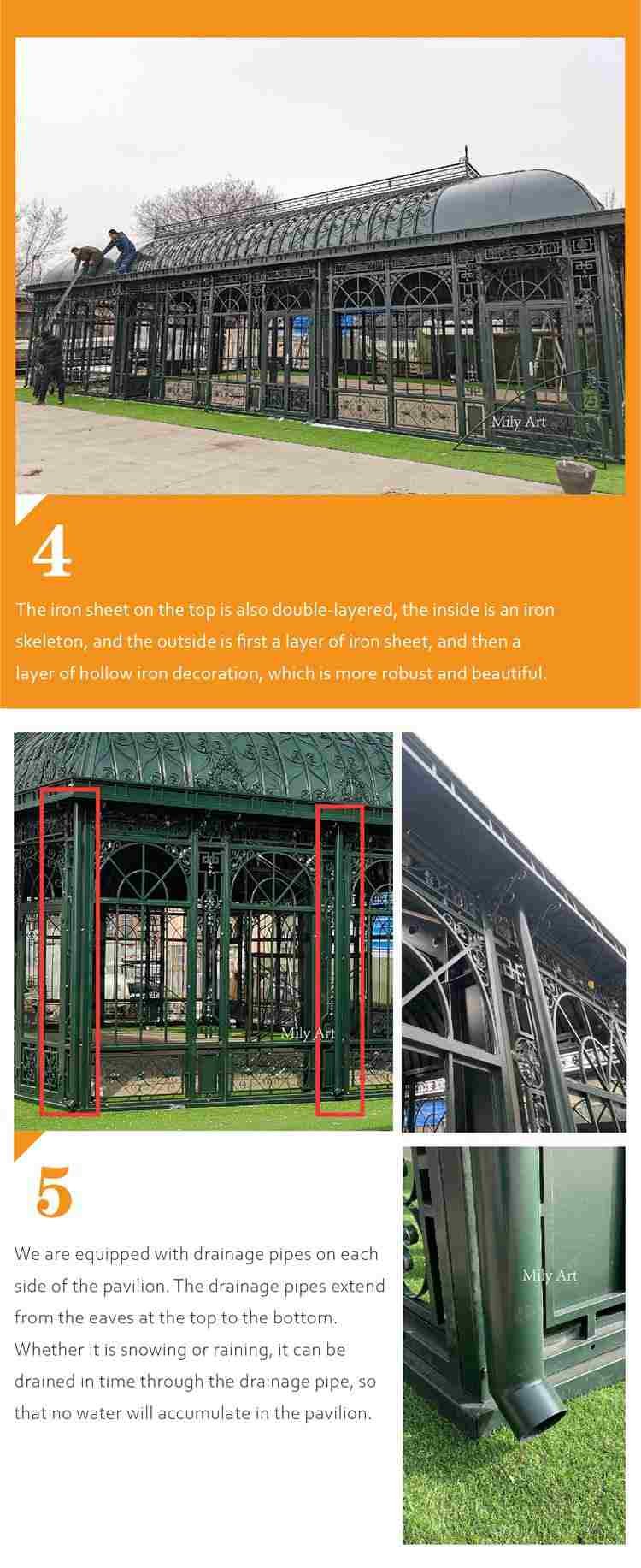 outdoor large rattan decorative wrought iron gazebo factory supplier 1.3