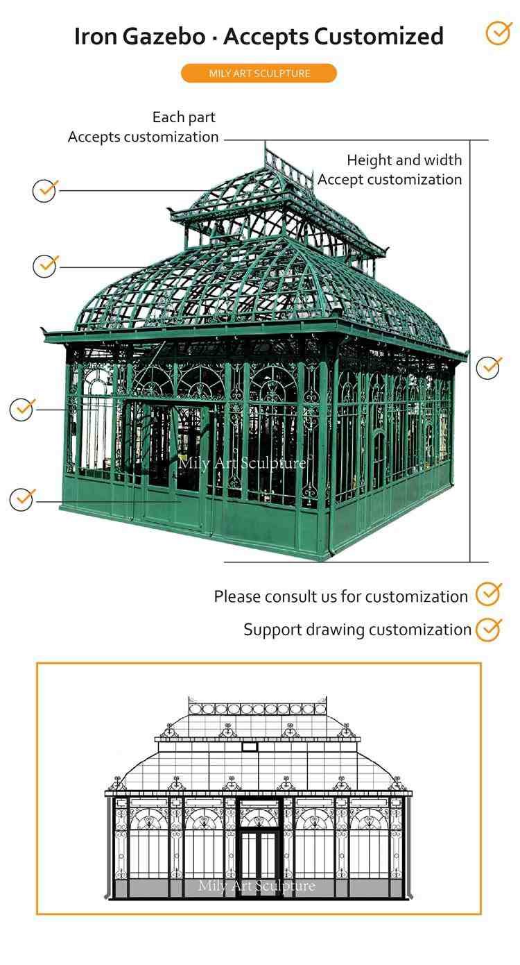 outdoor large rattan decorative wrought iron gazebo factory supplier 2.1