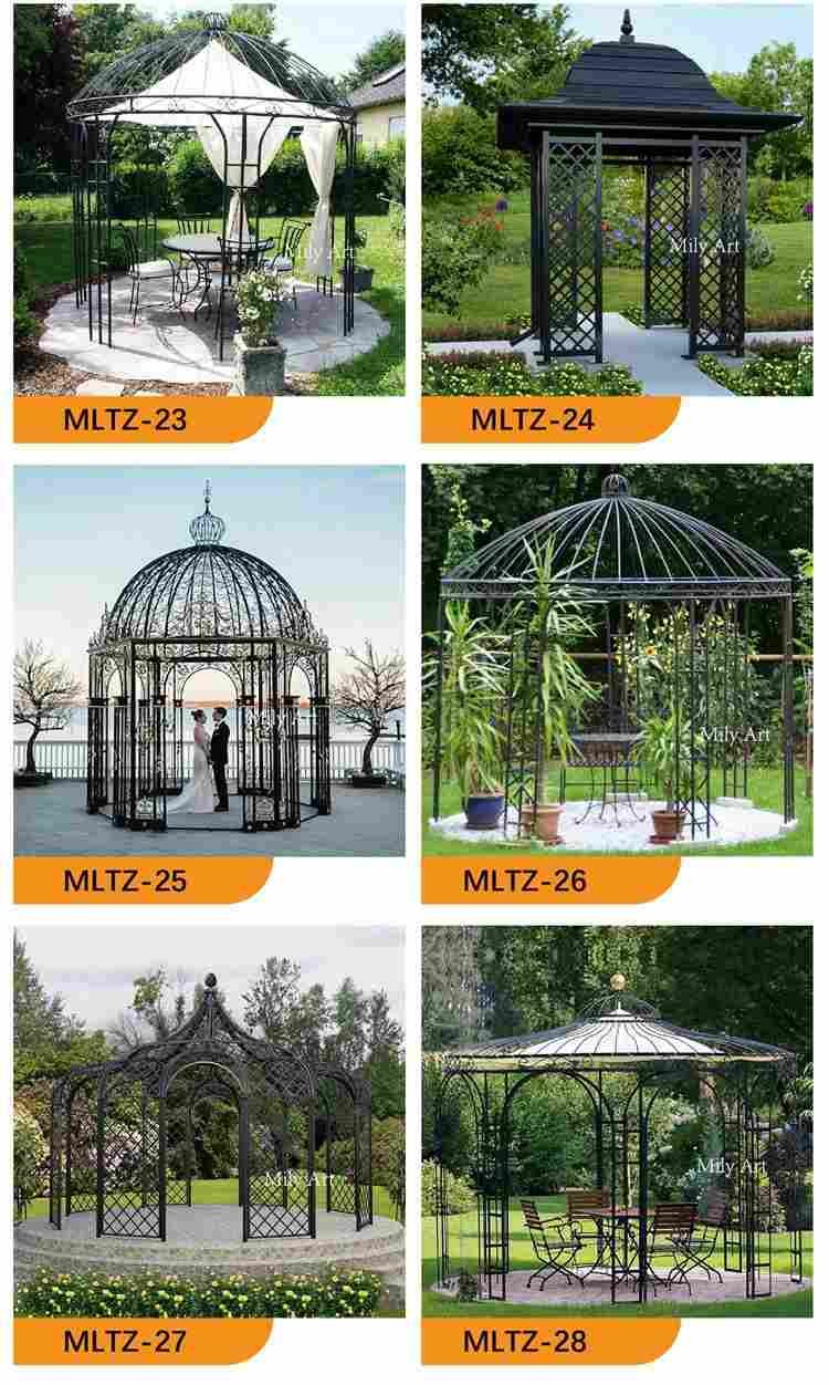 outdoor large rattan decorative wrought iron gazebo factory supplier 3.5