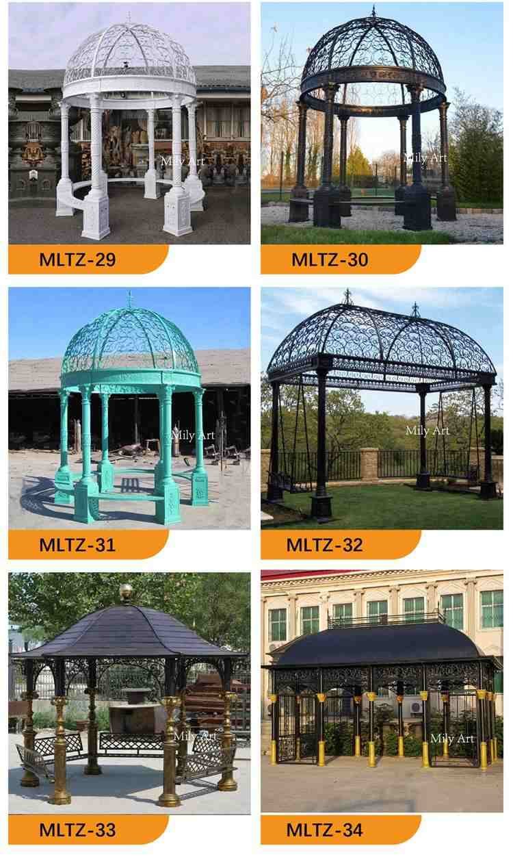 outdoor large rattan decorative wrought iron gazebo factory supplier 3.6