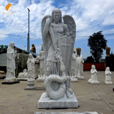Life Size Catholic Archangel of Saint Michael Famous Marble Religious Statues supplier
