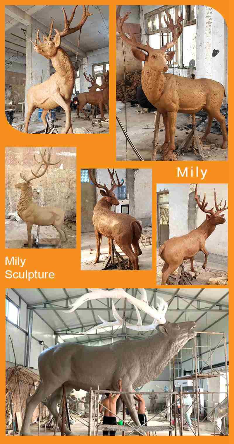 clay molds life size whitetail bronze deer sculpture outdoor garden decor