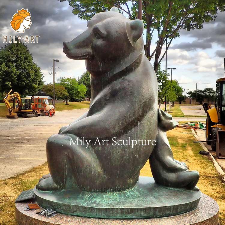 在庫限り超特価 Bronze Electroplated Resin Bull  Bear Sculpture Statue 25cm W X  その他ガーデニング、園芸用品