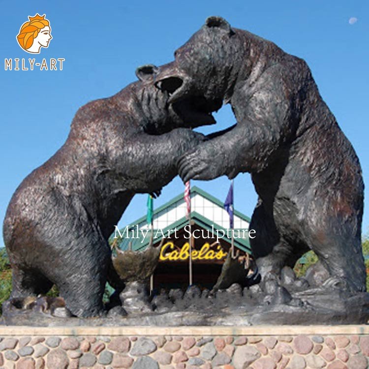 在庫限り超特価 Bronze Electroplated Resin Bull  Bear Sculpture Statue 25cm W X  その他ガーデニング、園芸用品
