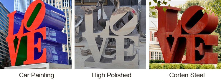 large outdoor stainless steel love letter sculpture modern art factory supplier letter statue 03