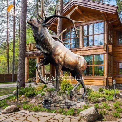 life size decorative bronze elk statues park decor for sale
