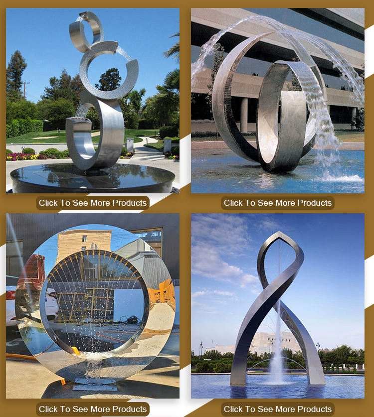 modern art stainless steel outdoor water feature 7