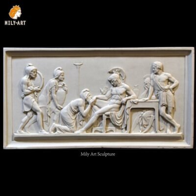 3d hand carving marble greek achilles and priam relief art wall decor wholesale
