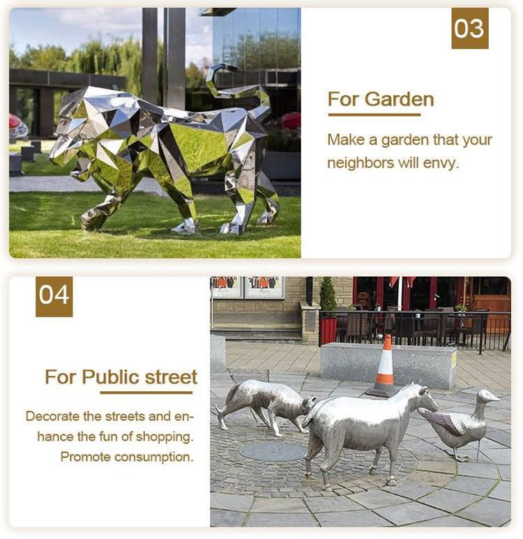 high polished mirror rhino sculpture stainless steel modern decor for sale 8.2