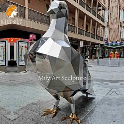 large metal geometric bird sculpture polished outdoor park decor wholesale