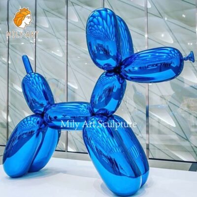 large modern stainless steel balloon dog sculpture by jeff koons for sale