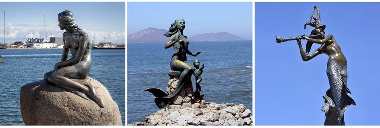 modern bronze mermaid statue with dolphin art outdoor decor for sale 3.5