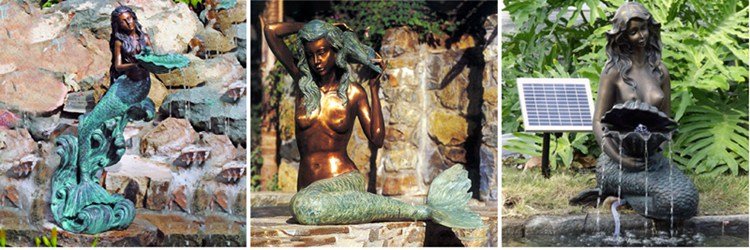modern bronze mermaid statue with dolphin art outdoor decor for sale 3.6