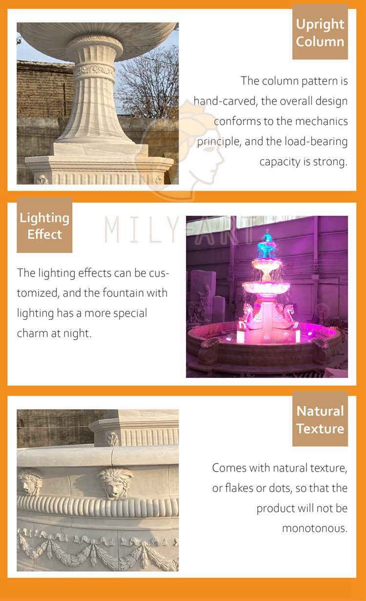 simple natural marble 3 tiered white water fountain garden design wholesale 3.2