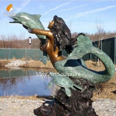 life size beautiful bronze mermaid fountain outdoor decor