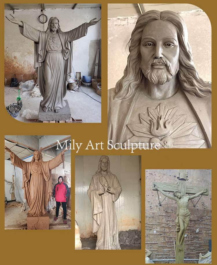 clay mold making of bronze jesus mily sculpture