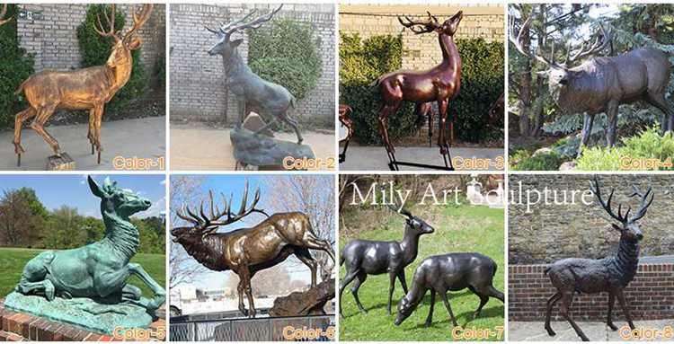 more colors of bronze deer sculpture mily sculpture