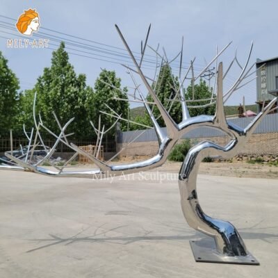 modern large stainless steel tree outdoor sculpture decor for sale mlss 033