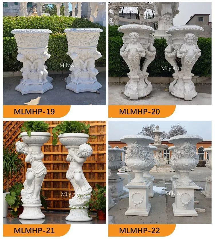 2.4more types of white marble planter mily sculpture