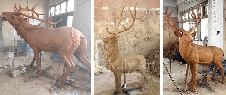 1.3. realistic clay molds of bronze deer sculptures mily sculpture
