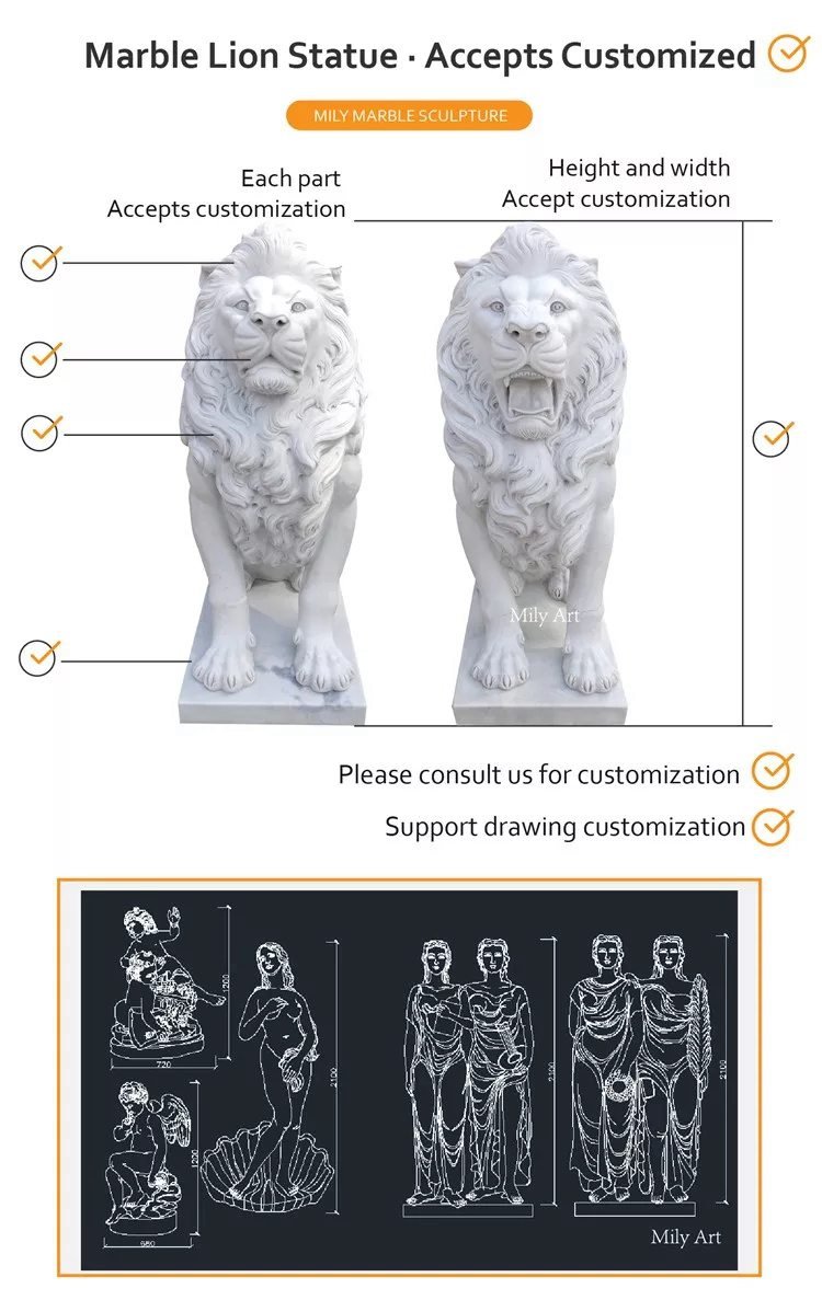 3.1.white marble lion statue mily sculpture