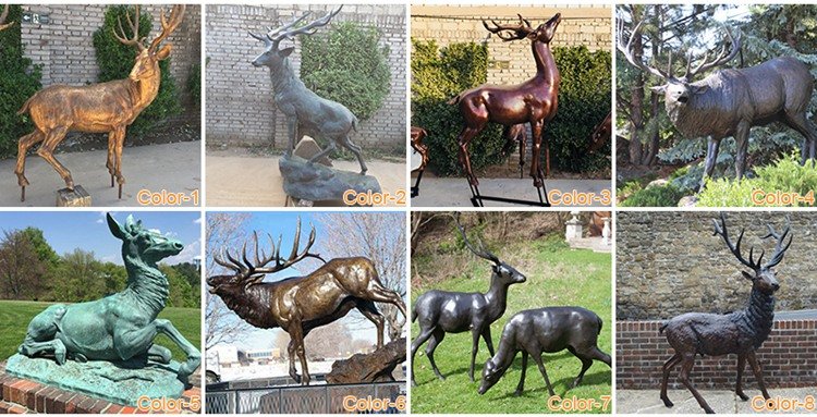 3.2. more color choices of bronze deer sculptures mily sculpture