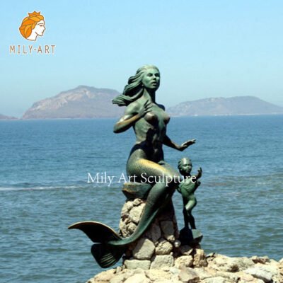bronze outdoor mermaid mother and daughter statues for sale mily sculpture