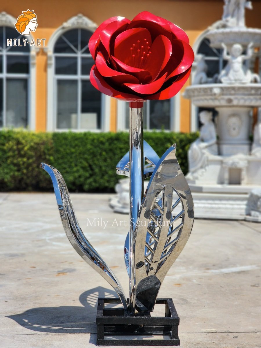 large outdoor metal rose flower sculptures yard art for sale mlss 040