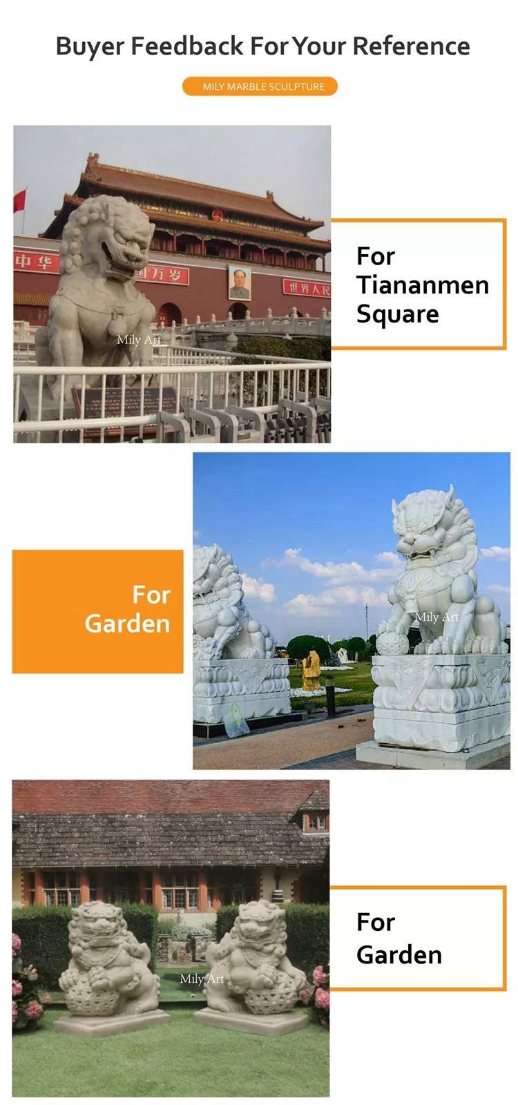 1.4.feedback of chinese guardian lions for sale mily sculpture