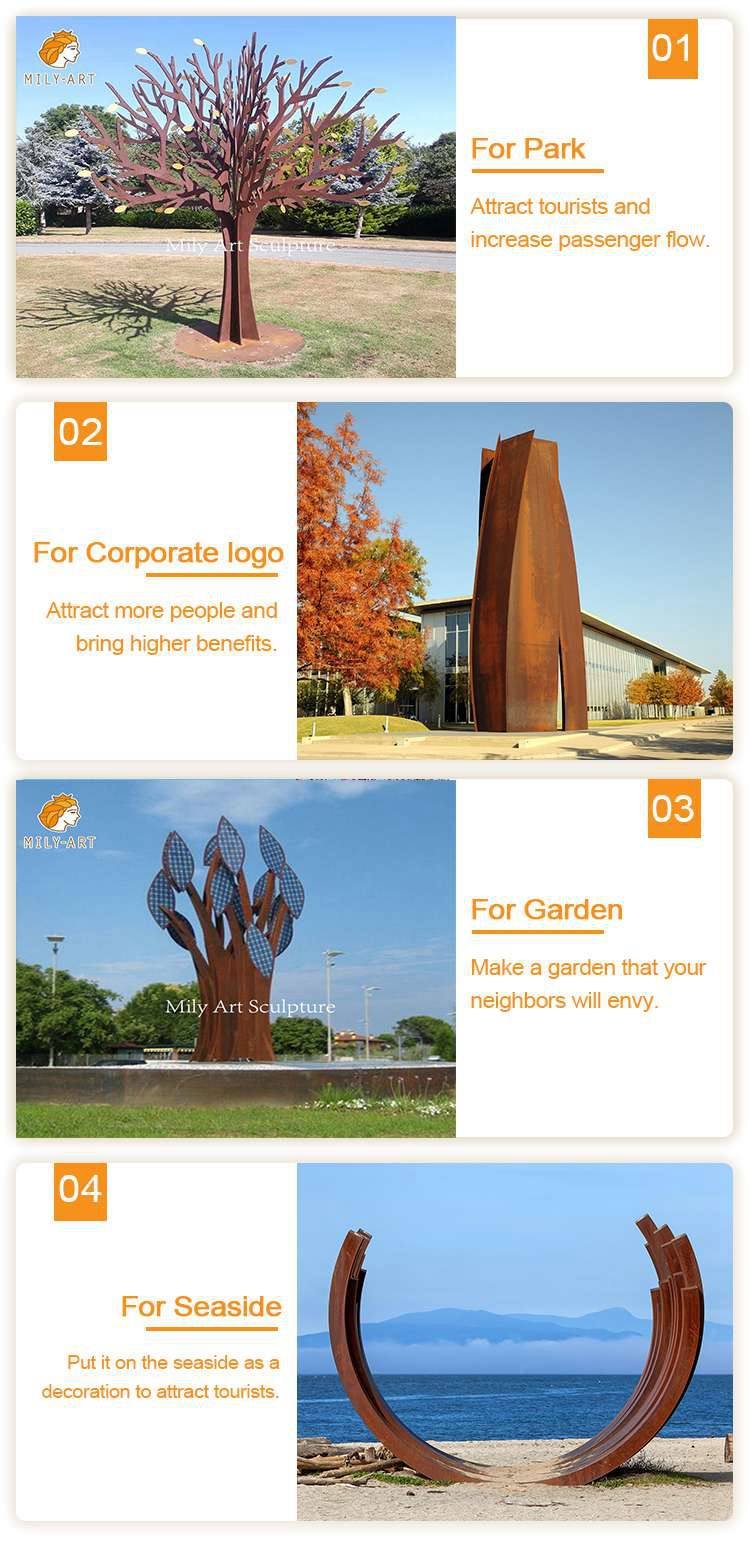 4.1. application sites of free standing metal tree mily sculpture