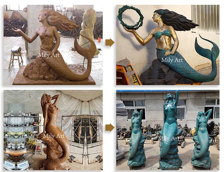 1.2.clay mold of mermaid outdoor decor mily statue