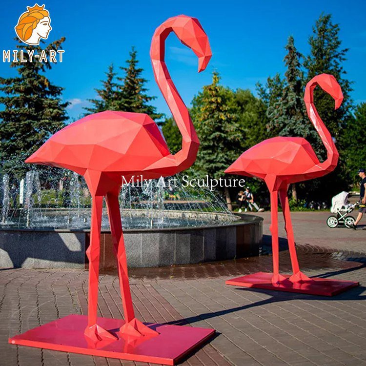 1.metal flamingo outdoor decor mily sculpture