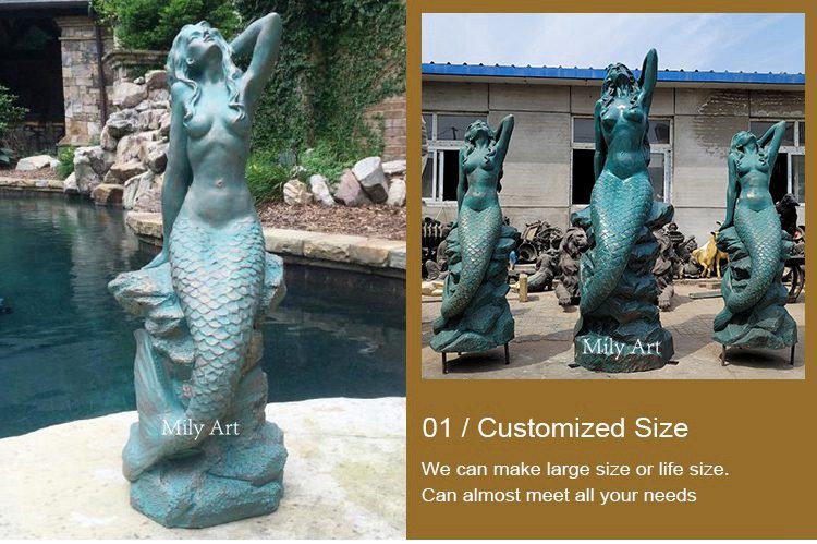 3.1.custom made of mermaid outdoor decor mily statue