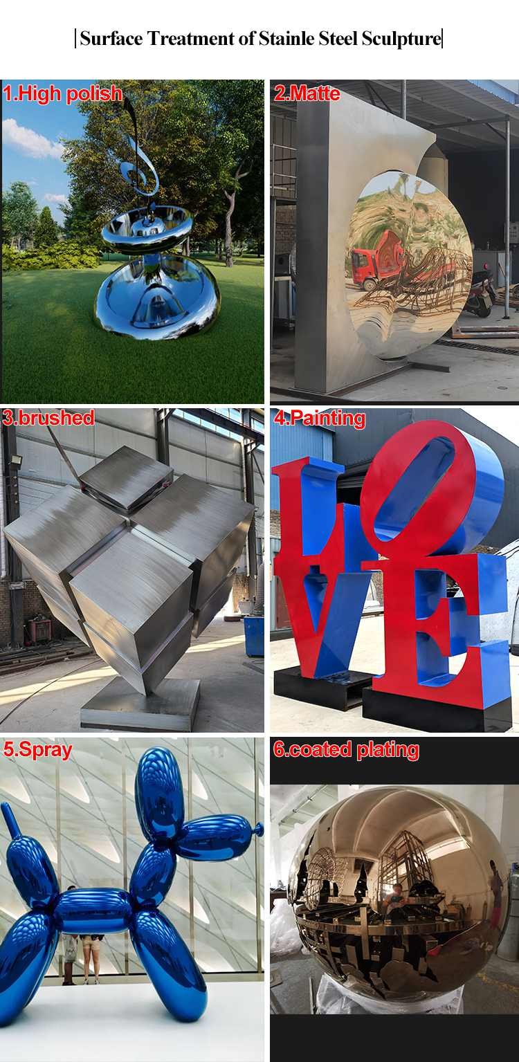 different surface treatments for stainless steel sculptures mily sculpture