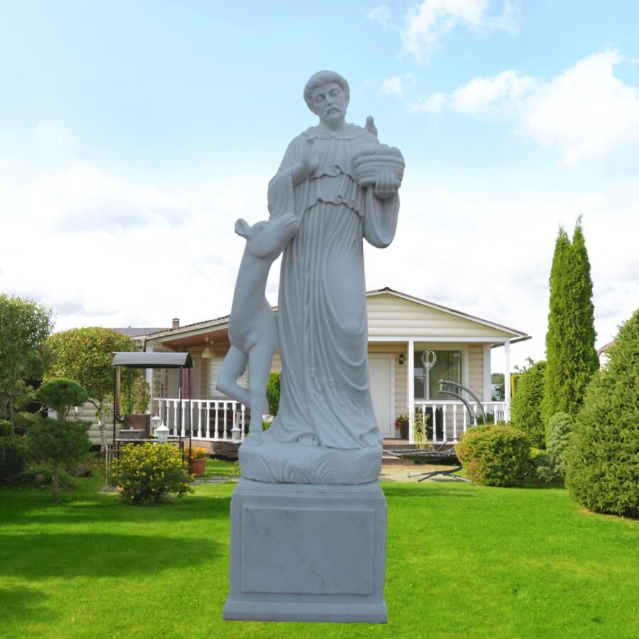 white marble st francis statue garden decor