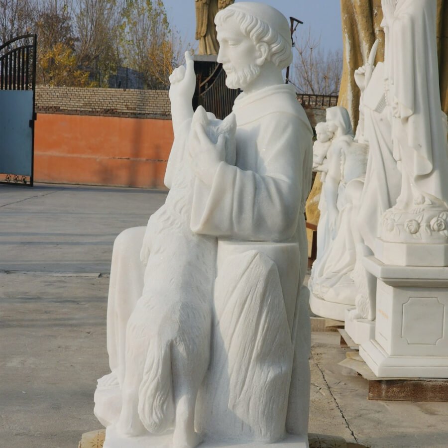 marble st francis statue