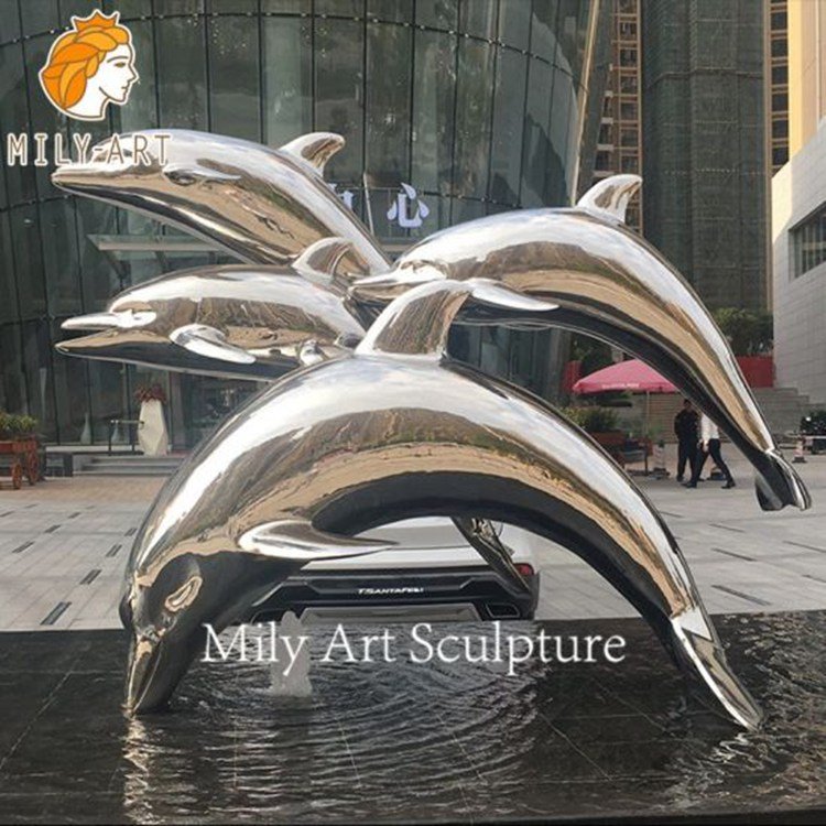 1.stainless steel dolphin sculpture mily sculpture
