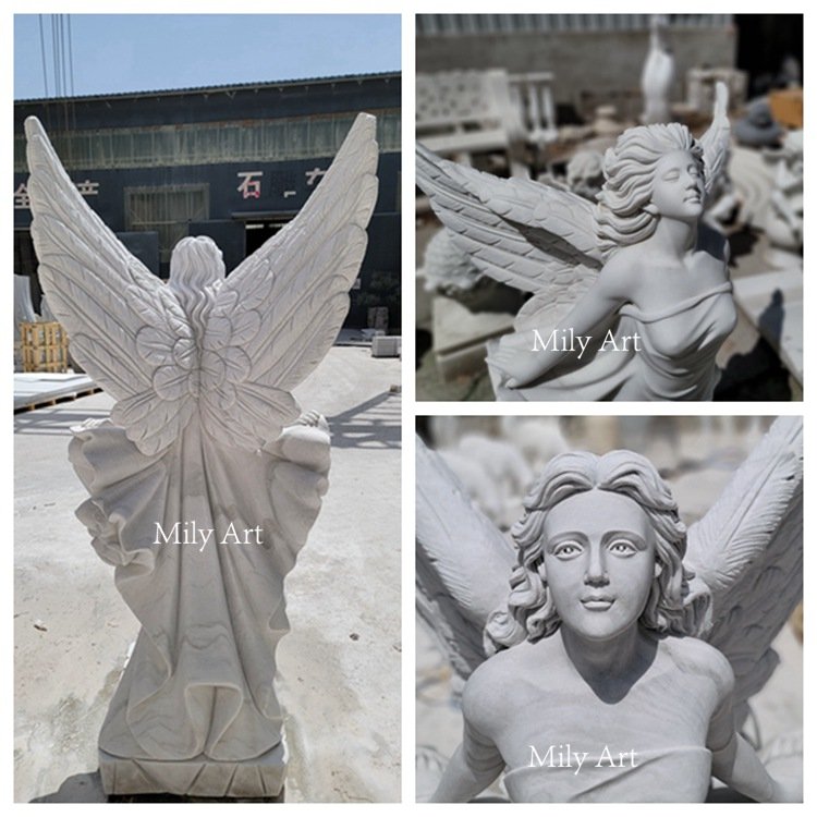 2.1.fine carvings of marble angel statue mily sculpture
