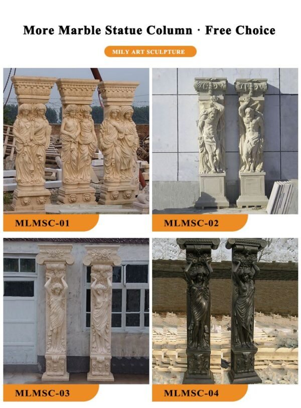 White Marble Columns with Beautiful Female Statues Supplier MLMS-167 ...