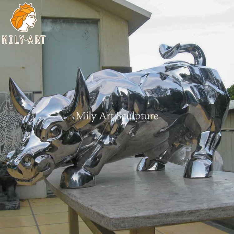 stainless steel bull mily sculpture