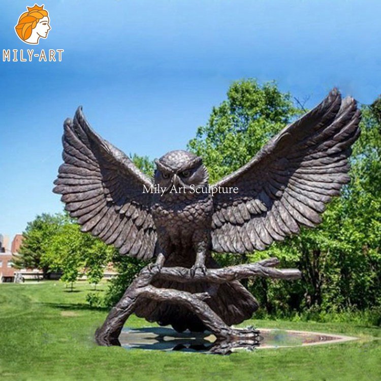 stunningly cast bronze owl garden sculpture supplier mlbs 095