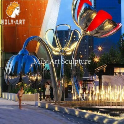 giant metal rose flower sculpture outdoor art decor factory supplier mlss 068